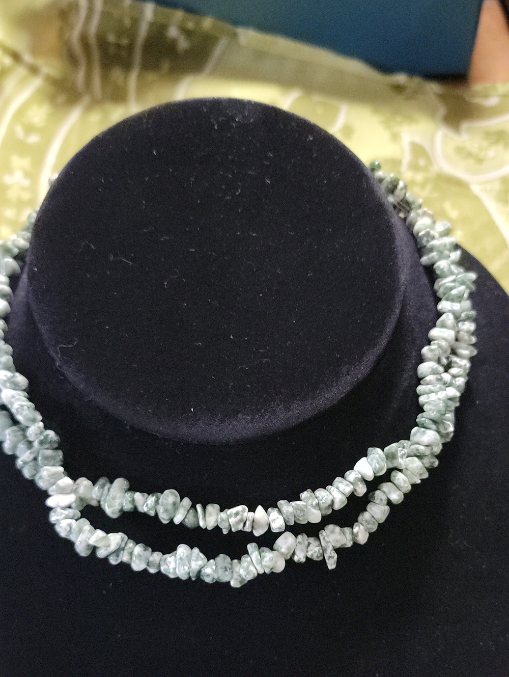 Green Sea Jasper Chip Necklace - Women's Jewelry